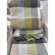 Sesli Comfort Yeşil Bej Skoç Pamuk Örme Battaniye 200x220 Çift Kişilik Battal Diğer