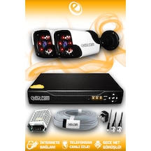 Elitcam 2 Kameralı Panda 2 Dış Kamera Set HDD'siz Full HD Gece Görüşlü Güvenlik Kamerası Sistemi