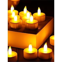 Led Mum 12 Li Tealight Set Pilli, Dumansız, Dekoratif Led Mum Sarı Işık Ortam Aydınlatma Diğer