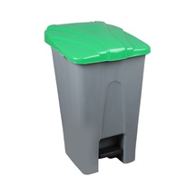 Safell Plastik Pedallı Çöp Kovası 70Lt Çöp Konteyneri Griyeşil