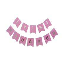 Pembe Gümüş Doğum Günü Süsü Iyi Ki Doğdun Yazı Banner