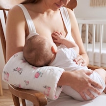 % 100 Pamuk Pratik Silindir Emzirme Kol Destek Yastığı - Bébé Lapin Rose Sldyas-blr-000std