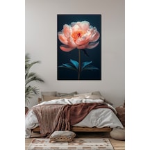 Şakayık Çiçeği Baskılı Cam Tablo Pembe Çiçekli Modern Dekoratif Duvar Tablosu