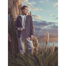 Koton Crop Paça Basic Pantolon Beli Lastikli Cepli Gri Melanj 4wal40020ık 4WAL40020IKGRM Gri Melanj