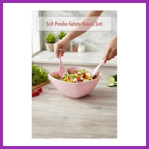 Bezos 3,5 Lt Soft Pembe Akrilik Kare Salata Ve Servis Kasesi Seti 3 Parça Bty