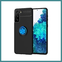 Trendexa Samsung Galaxy S21 Plus Kılıf Range Yüzüklü Silikon - Siyah-mavi Mac