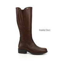 Gönderi(R) Kadın Kahve Antik Fermuarlı Kalın Topuklu Hakiki Deri Çizme Dkzc61346536 Kahverengi