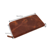 Westpolo Hakiki Eskitme Deri Telefon, Kağıt Para, Bozuk Para Ve Kart Bölmeli Unisex Cüzdan - G2 Taba Taba