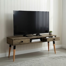Masif Ahşap Tv Ünitesi 150 Cm İskandinav Stil, Doğal, 2 Çekmeceli Ve 1 Raflı Modest Tv-150 Cv Tk Ceviz - Ahşap