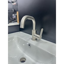 Fleko İnox Yüksek Kuğu Lavabo Bataryası Mat Krom Inox