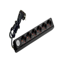 Viko 6'lı Anahtarlı Priz 3x1,5 mm Uzatma Siyah 25 MT