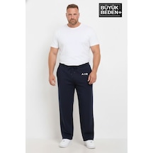 Süperlife Erkek Büyük Beden Rahat Kesim Paça Reçme Ar Baskılı İnce Eşofman Altı Spr26ea952-1 Lacivert