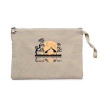 Black Giraffes Reflections Krem Clutch Cüzdan / El Çantası Krem