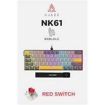 Ajazz Nk61 Red Switch Kablolu Hot-swap Klavye Rainbow Aydınlatma Taşıma Bandı Sarı-siyah