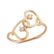 Kuyumcudukkani Çift Kalpli Trend Yüzük-10229-r-w Rose Gold