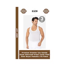 Grey Cat Premium Erkekler İçin Günlük Giyim Alternatif Erkek Yazlık Fileli Atlet Beyaz Pamuklu 3'lü Paket