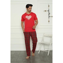 Akbeniz Erkek Penye Pijama Takım 6832-Kırmızı