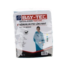 Pvc Lüks Yağmurluk Açık Mavi Cepli Sırttan Havalandırmalı 260gr-mk5122