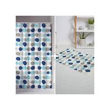 Banyo Paspas Ve Tek Kanat Duş Perdesi 1x180x200 Set Banyo Halısı 5706 Çok Renkli