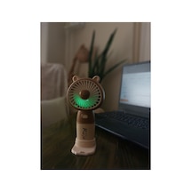Led Işıklı Şarjlı Mini Vantilatör Telefon Standlı Usb Taşınabilir El Ve Masaüstü Fanı Bej