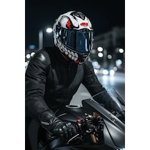 Gıvı 50.x Bones Beyaz  1 Renkli 1 Şeffaf Vizörlü Motosiklet Kask Lacivet Vizör + Şeffaf