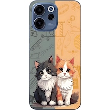 Oppo Reno 15f Uyumlu Sarı Ve Siyah Kedi Baskılı Silikon Kılıf Renkli