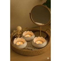 Bernami Mumluk Şamdanpinterest Dekoratif 3'lü Lotus Çiçeği Mumluk,takı Seti Obje Biblo Diğer