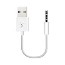 İpod Shuffle İle Uyumlu Usb Şarj Ve Veri Aktarım Kablosu, 3.5 Mm Jack - Usb A Senkronizasyon Kablosu, Şarj Data Bağlantı Kablosu Beyaz
