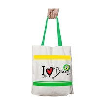 Art Hediye Yeşil Kulplu I Love Brazilya Yıkanabilir Omuz Çanta Çok Renkli
