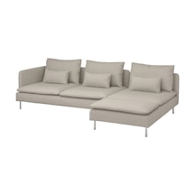 Ikea Bej Rahat Kanepe - Uzanma Koltuklu 4'lü Kanepe