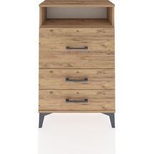 Arges Komodin Tek Raflı 3 Çekmeceli 60x30x96 Çam-çam Çam
