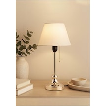 Bohhem Edel Gold Gövdeli Abajur Kumaş Başlık Ayd-3110 Krem Kumaş-22x17 Cm-yeni Gold Abajur