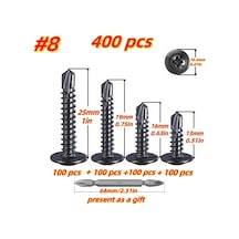 Willowhaven 400 Parça Paslanmaz Tek Vidalar 4 Ebat S2 Matkap Uçlu Kendinden Delikli Diğer