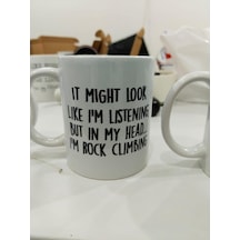 Rock Climbing Kupa - Tırmanma Sporu Komik Seramik Bardak Sporcu Hediyesi 325ml Beyaz - Çok Renkli