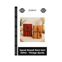 Özel Üretim Eskitme Nostaljik Hediyelik Günlük Yaprak Desenli Retro Deri Defter Vintage Ajanda