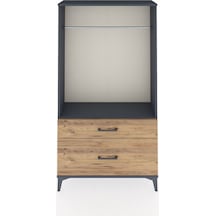 Arges Dolap Tek Raflı 2 Çekmeceli Tek Askılı 88x30x163 Antrasit-çam Antrasit