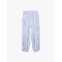 Koton Beli Lastikli Çizgili Rahat Kalıp Balon Pantolon Mavi Çizgili 6sal40156ıw