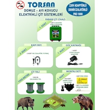 Torsan 220v Adaptörlü Pro Plus 1000 Elektrikli Çit Sistemi Domuz - Ayı Kovucu 1000mt