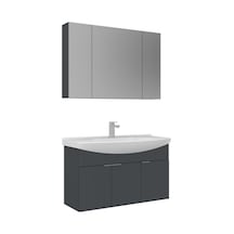 Orka Purus 100 Cm Mat Antrasit Ayna Dolaplı Banyo Dolabı Takım Asma Antrasit