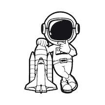 Astronot Temalı Oto Motor Laptop Duvar Folyo Sticker 15x22 Cm