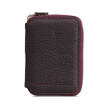 Guard Fermuarlı Bordo Deri Mini Cüzdan Çok Renkli