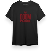 Doom Patrol Letter Logo Siyah Kısa Kol Erkek Tshirt 001