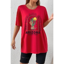 Uyguntarz Unisex Arizona Baskılı T-shirt Kırmızı