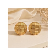 Gold Yuvarlak Dokulu Küpe Geometrik Desenli Bijuteri Küpe Gold - 886705400 Gold - 886705400 Gold