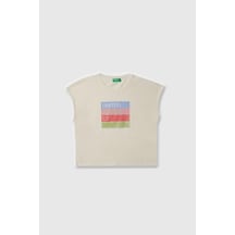 United Colors Of Benetton Kız Çocuk T Shirt Beyaz Bnt-g21766-1372 Beyaz