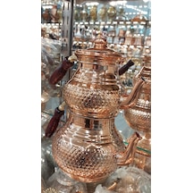 Bakır Çaydanlık & Bakır Demlik Zımba Desenli Bakır Çaydanlık Büyü