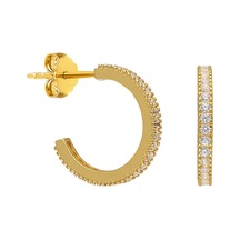 Taşlı Halka Küpe 718895 Gold Gümüş
