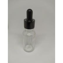 20Ml Cam Şeffaf Şişe İnce Cam Damlalık Siyah Metalik Kapak (10Ad)