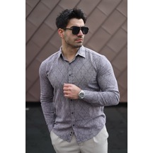 Erkek Şamre Kumaş Gömlek Kahve