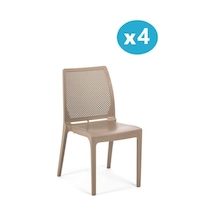 Omnipazar Sy-2509 Plastik İcon Bahçe Koltuk Sandalye 4'lü Set Bej